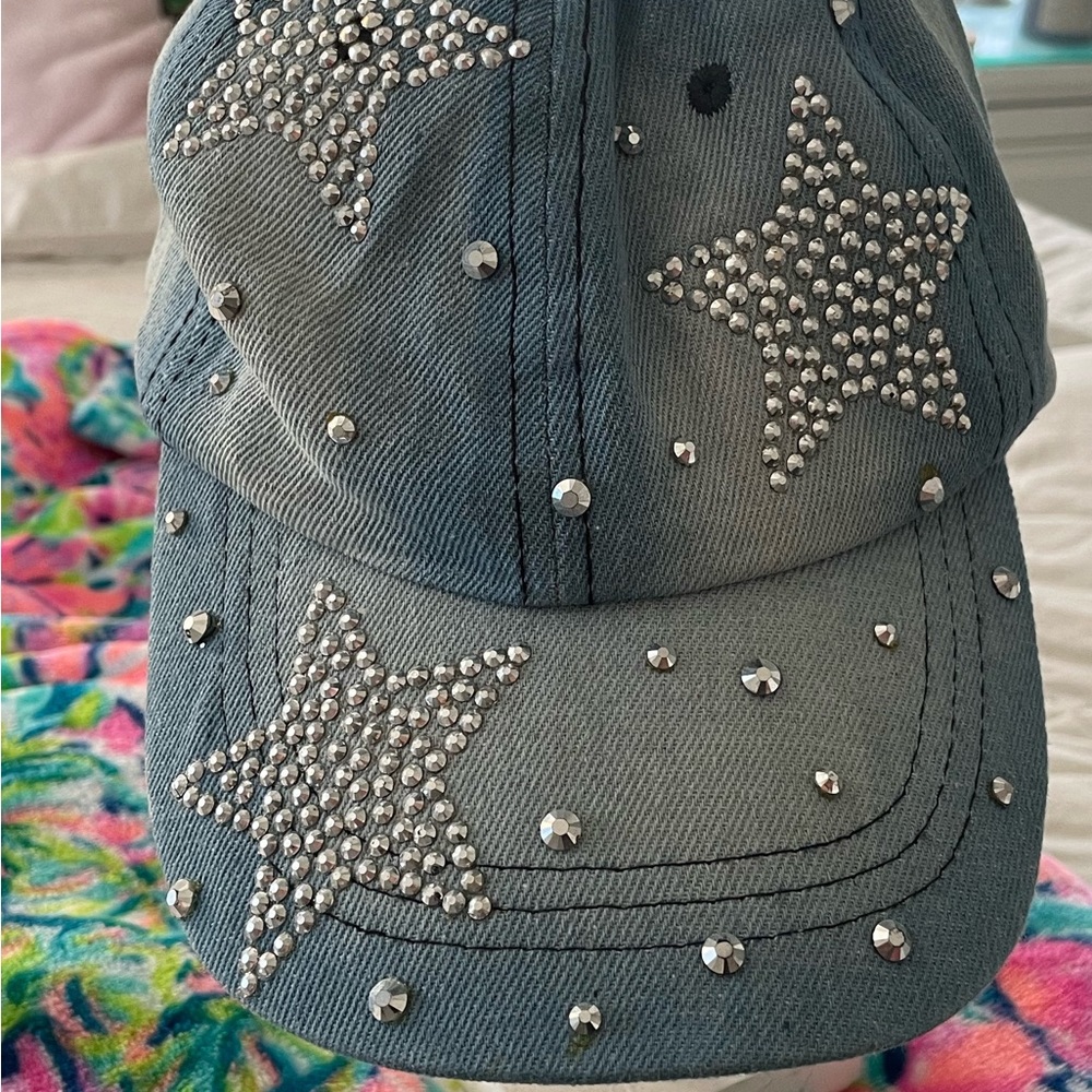 Ladies, hat, diamond flower, denim baseball, cap, summer cowboy hat